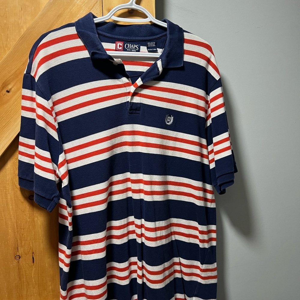 Chaps Blue and Red Polo Shirt with Stripes